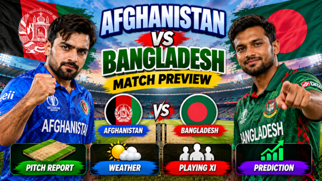 Afghanistan vs Bangladesh Pitch Report | Abu Dhabi Pitch, Weather, Playing XI & Prediction